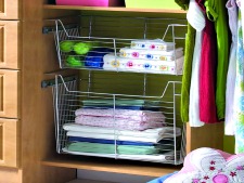 Chrome basket slider for closet or pantry